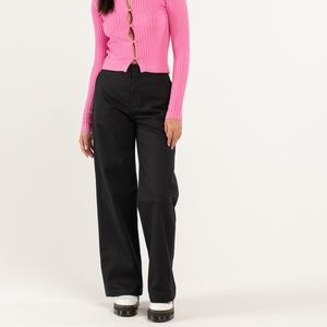 NWT Black Dickies Junior Women's Wide Leg High Rise Worker Pant